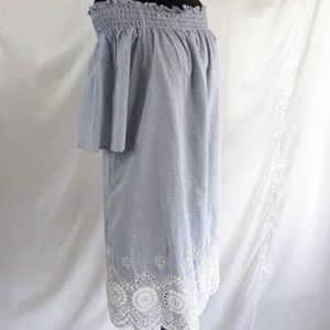 Blue dress with flowers at the bottom